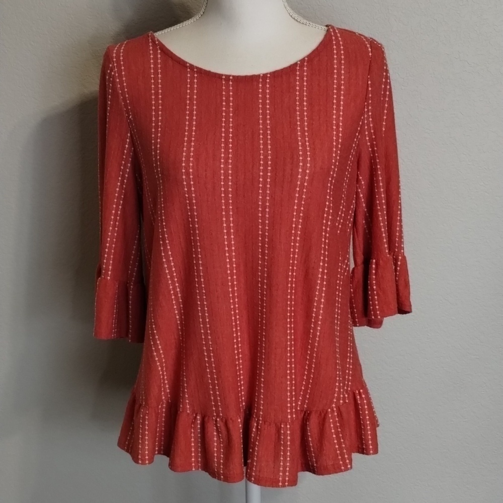 W5 Anthropologie Top Large Red White Dots